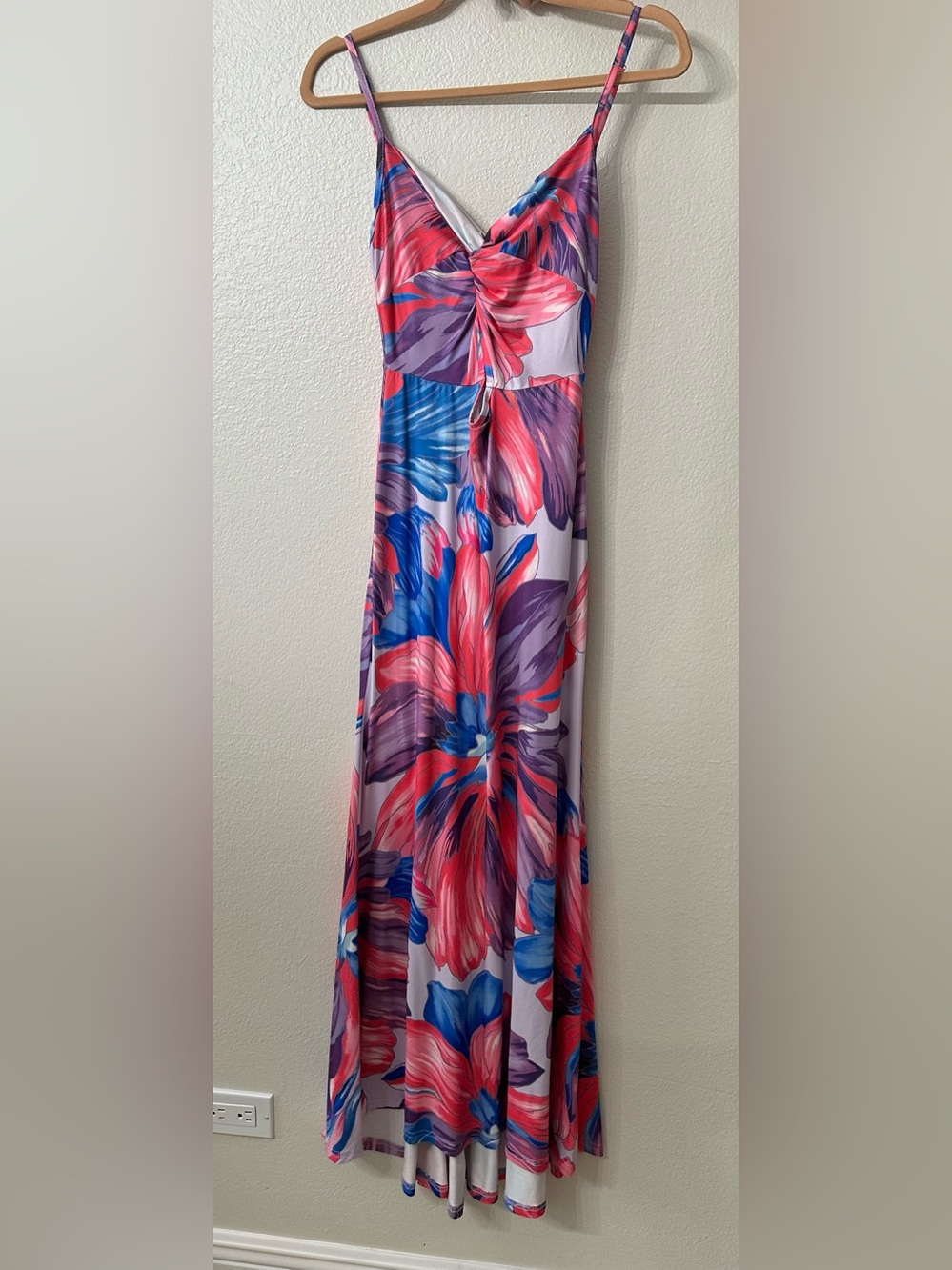 Floral Maxi Skirt in Pink and Blue